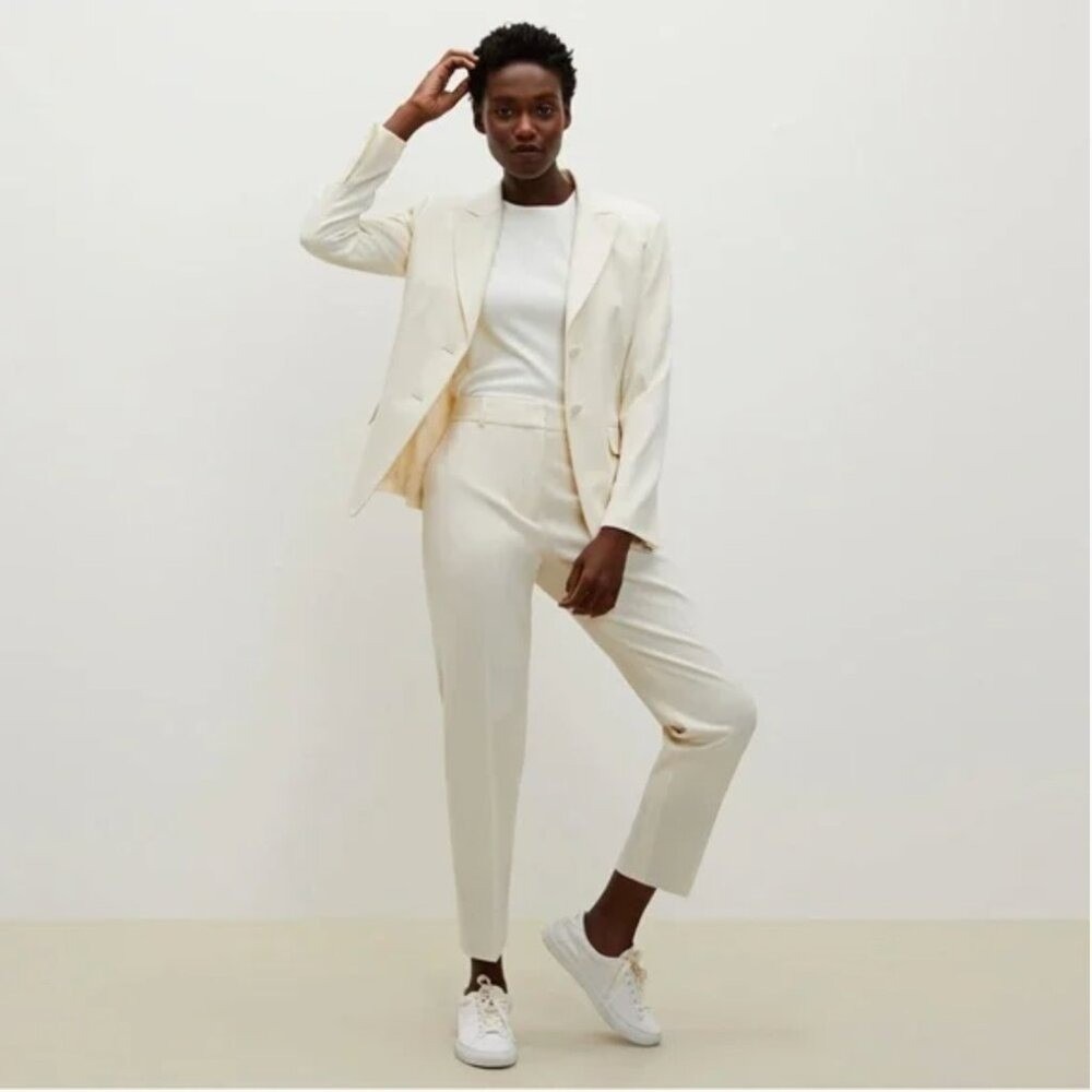 MM Lafleur The Mejia Pant Trouser Italian Wool Sz 12 Ivory NEW